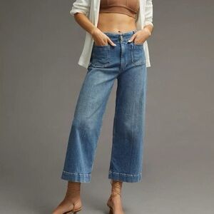 Anthropologie Maeve The Colette Cropped Wide-Leg Jeans – Medium Wash – Size 25P